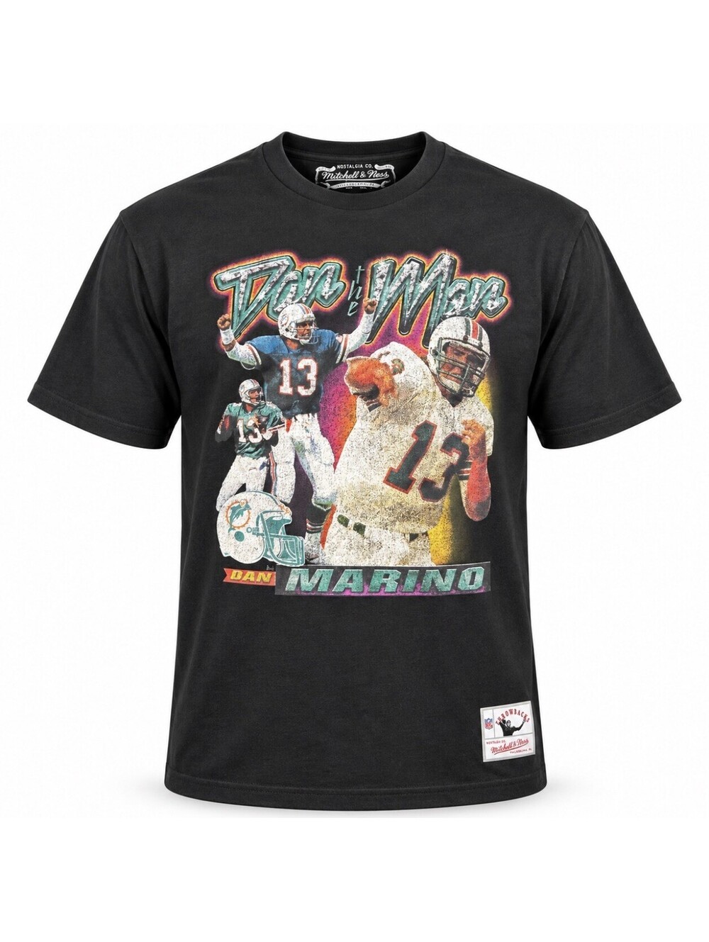 Mitchell & Ness Dan Marino Miami Dolphins Throwback Tee Men’s Black Distressed